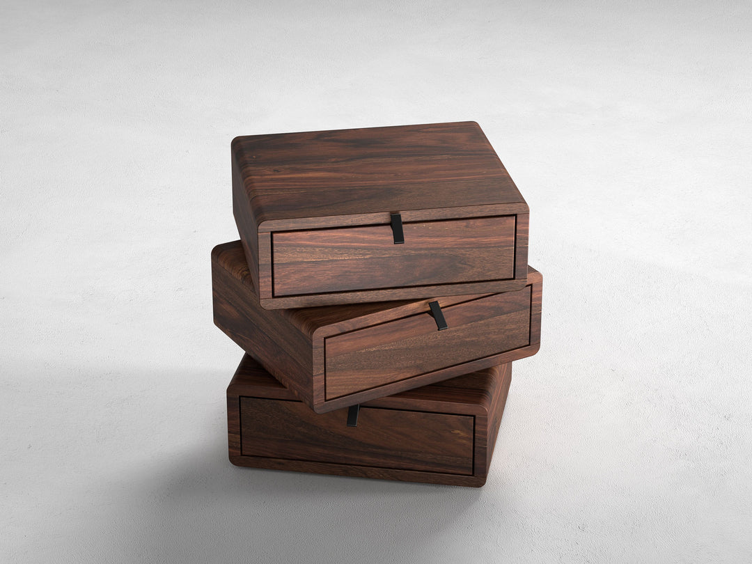 Bedside table, solid sheesham wood, 3 drawers