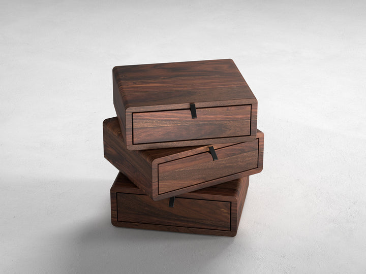 Bedside table, solid sheesham wood, 3 drawers