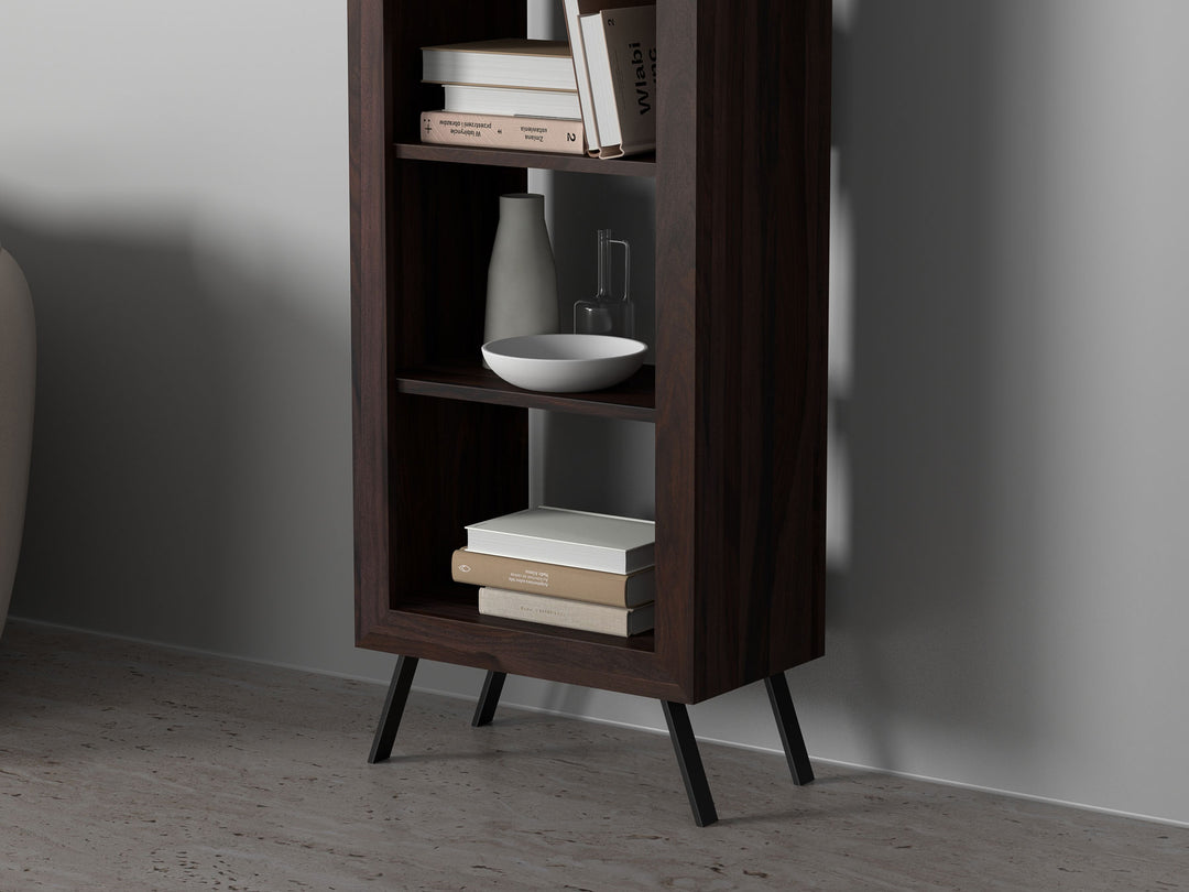 Bookshelf made of solid sheesham wood and carbon steel