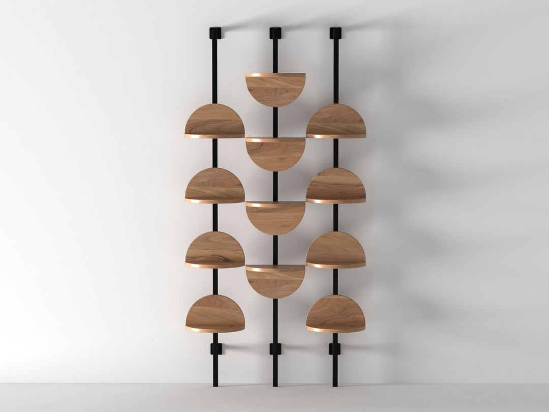Bookshelf, solid acacia wood and steel