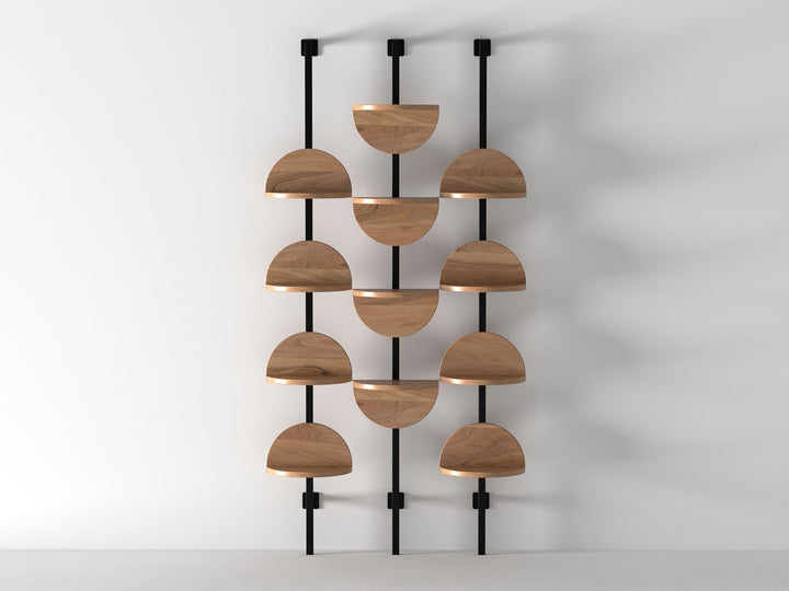 Bookshelf, solid acacia wood and steel