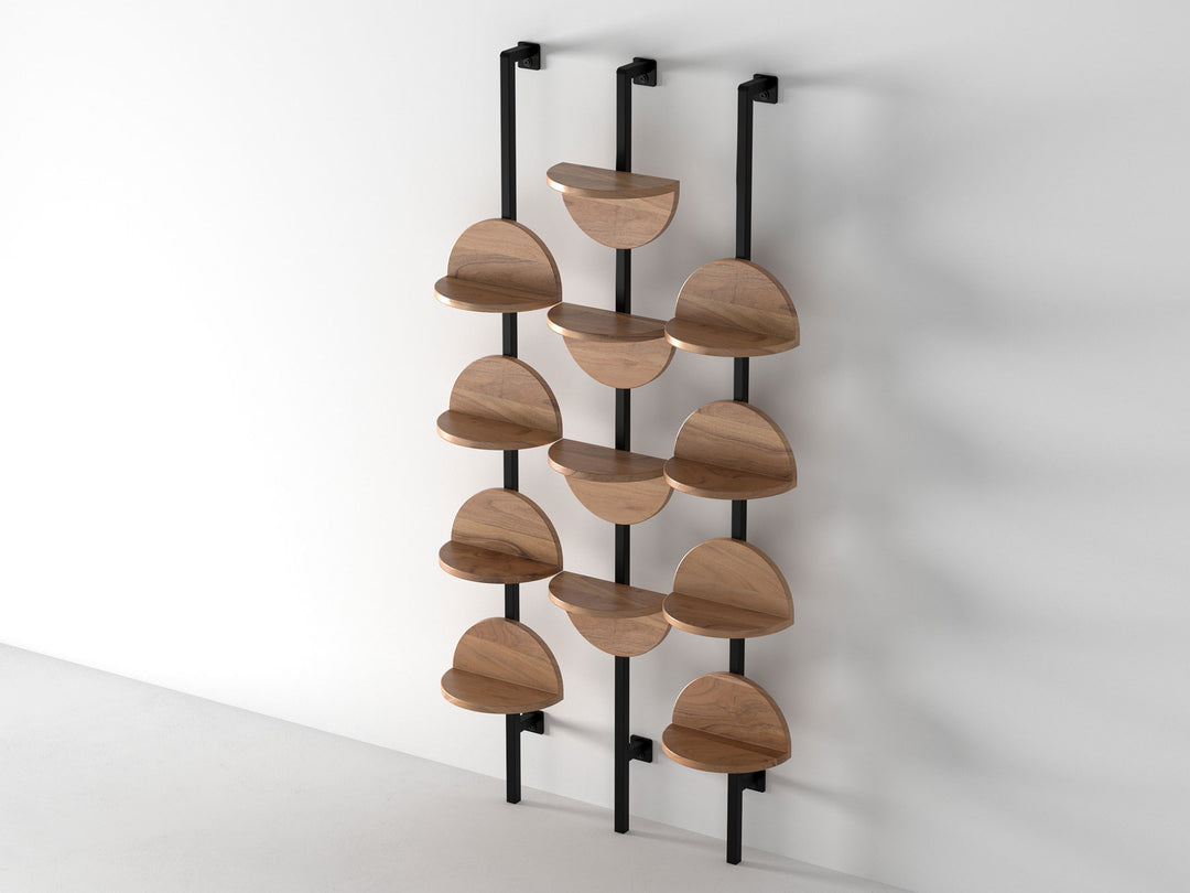 Bookshelf, solid acacia wood and steel