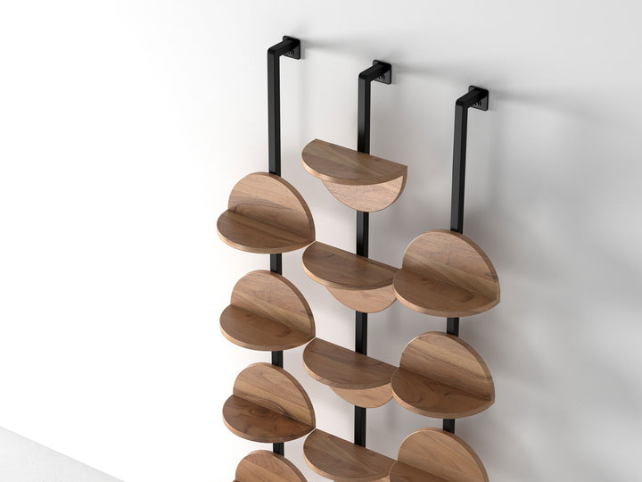Bookshelf, solid acacia wood and steel