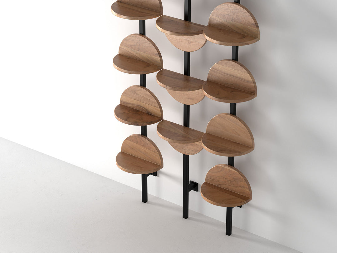 Bookshelf, solid acacia wood and steel
