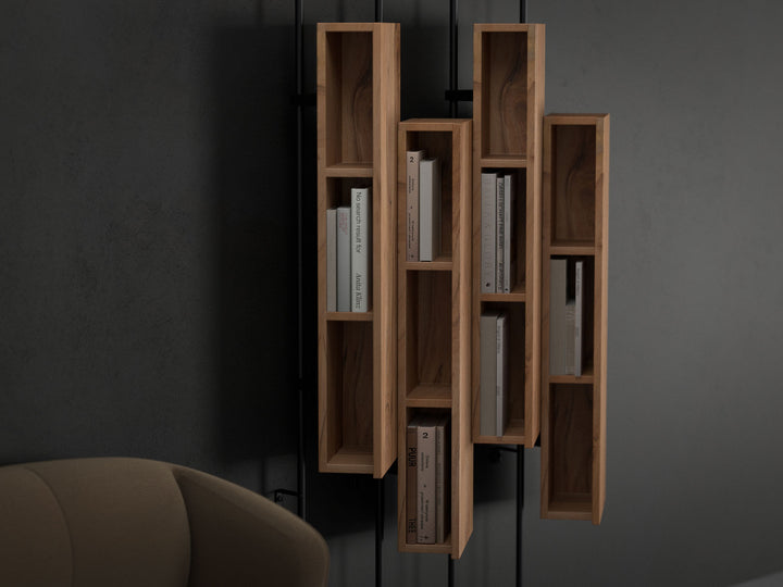 Bookshelf, solid acacia wood and steel