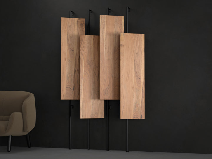 Bookshelf, solid acacia wood and steel