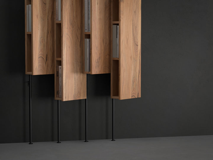Bookshelf, solid acacia wood and steel