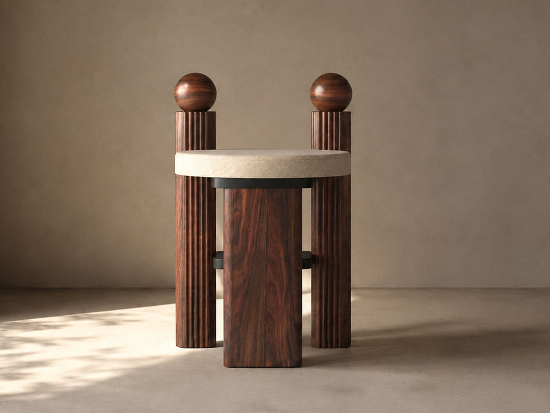 Dining chair, solid sheesham wood and steel