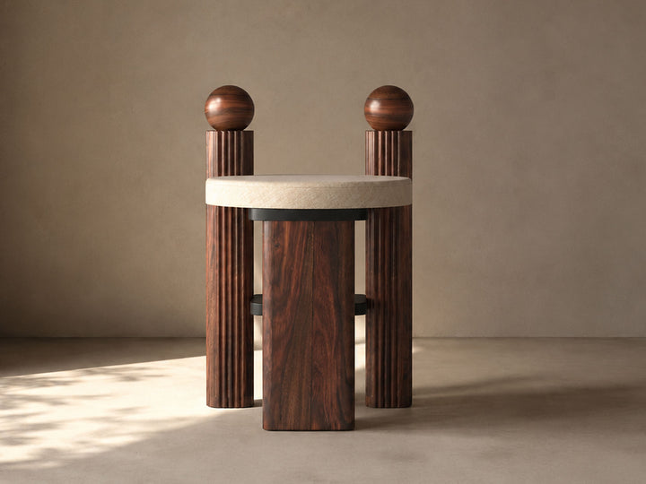 Dining chair, solid sheesham wood and steel