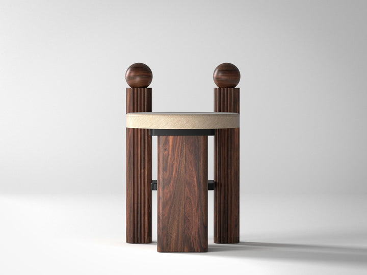 Dining chair, solid sheesham wood and steel