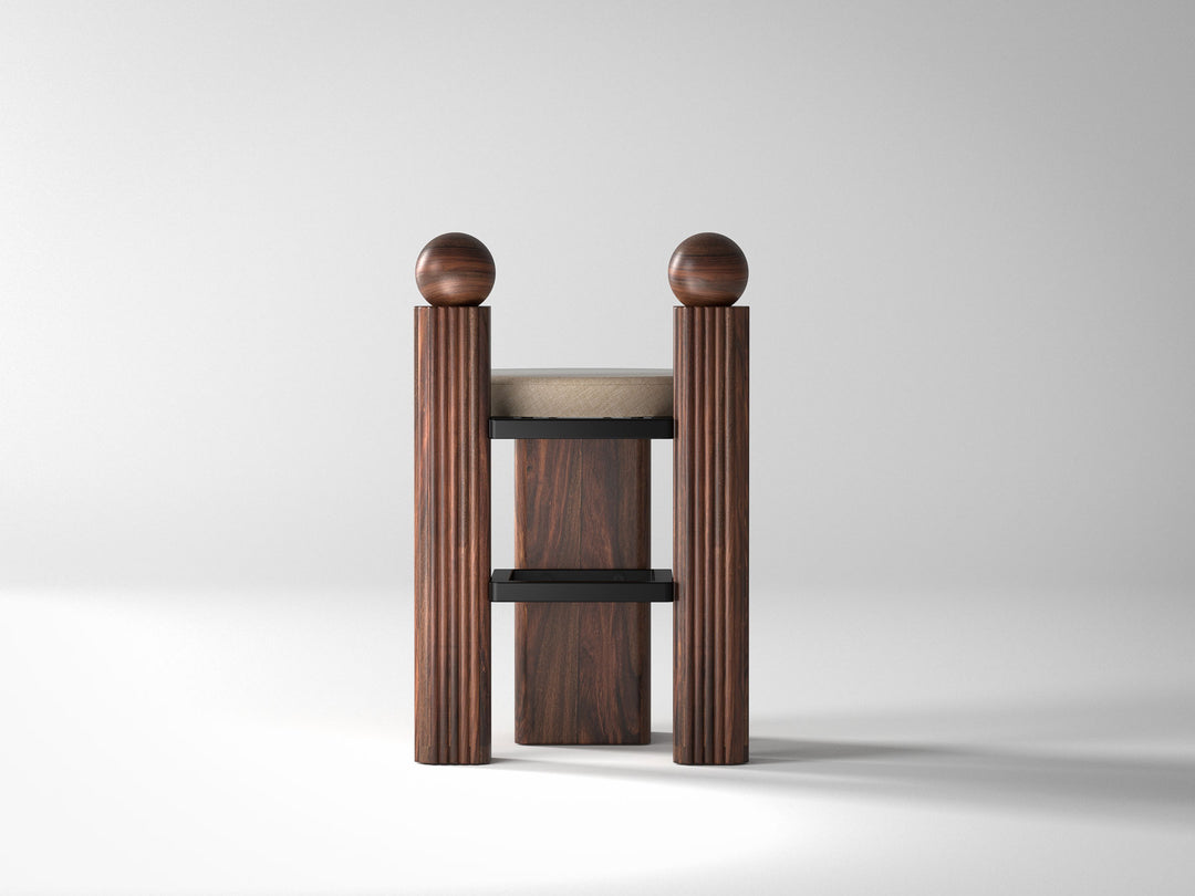 Dining chair, solid sheesham wood and steel