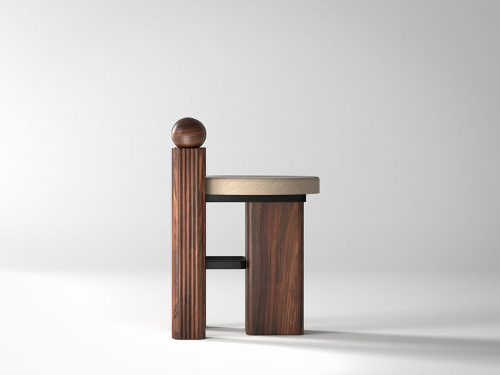 Dining chair, solid sheesham wood and steel