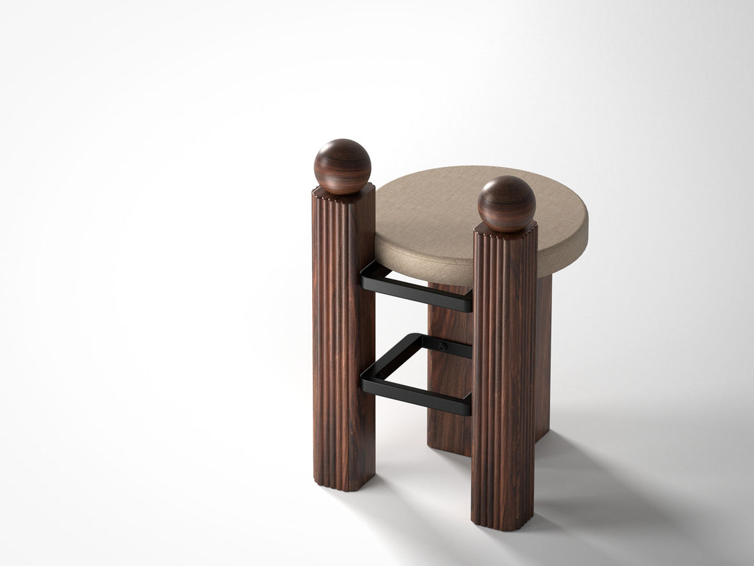Dining chair, solid sheesham wood and steel