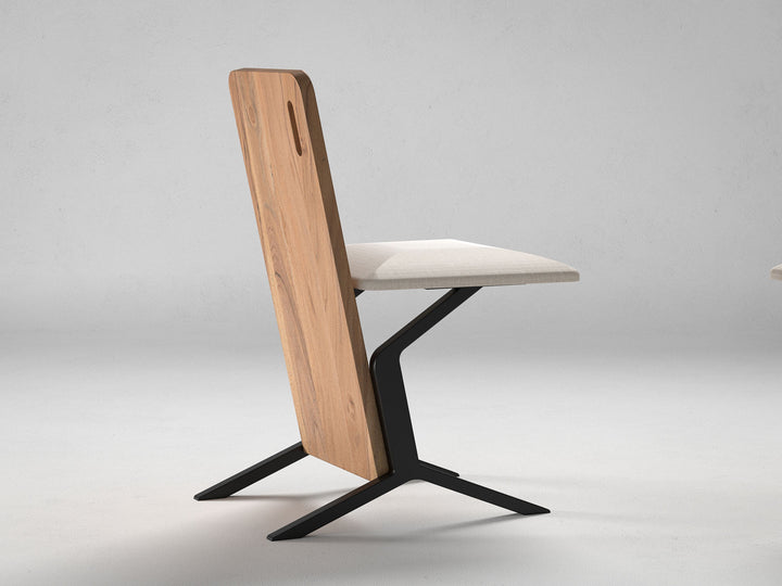Dining chair, solid acacia wood and steel
