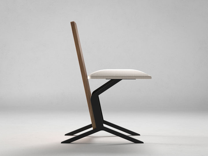 Dining chair, solid acacia wood and steel