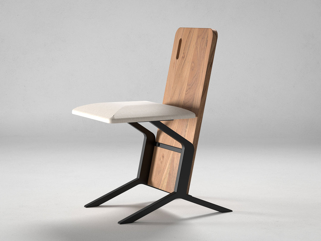 Dining chair, solid acacia wood and steel