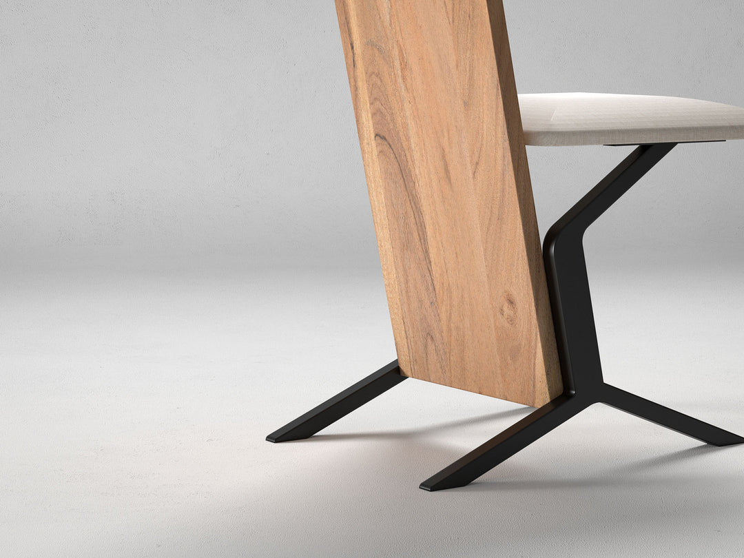 Dining chair, solid acacia wood and steel