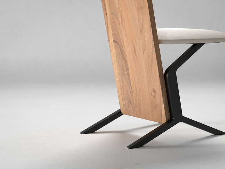 Dining chair, solid acacia wood and steel