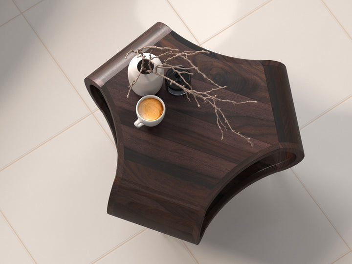 Coffee table, solid sheesham wood and steel