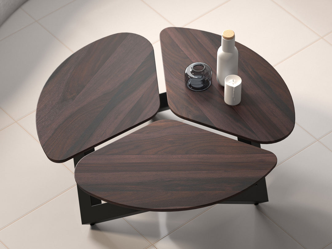 Coffee table, solid sheesham wood and steel
