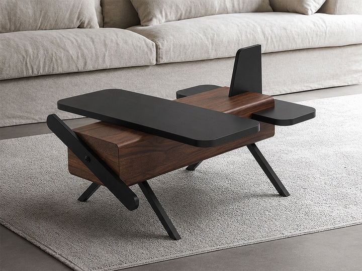 Coffee table, solid sheesham wood and steel