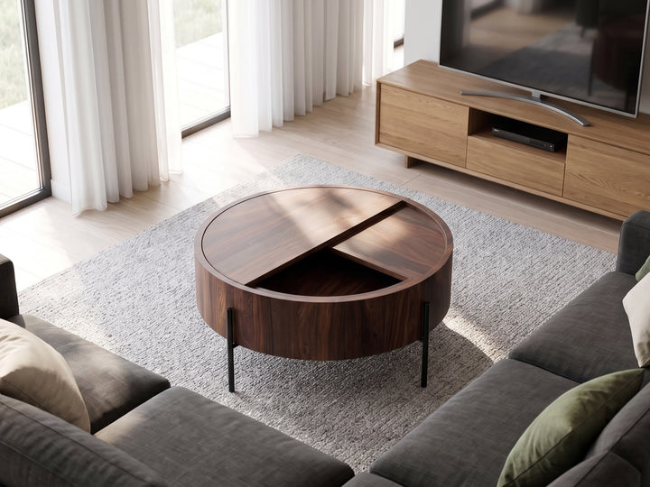Coffee table, solid sheesham wood and steel