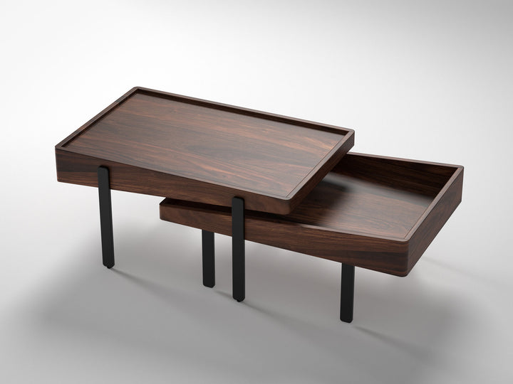 Coffee table, solid sheesham wood and steel