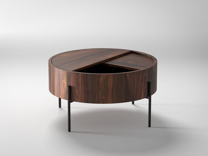 Coffee table, solid sheesham wood and steel