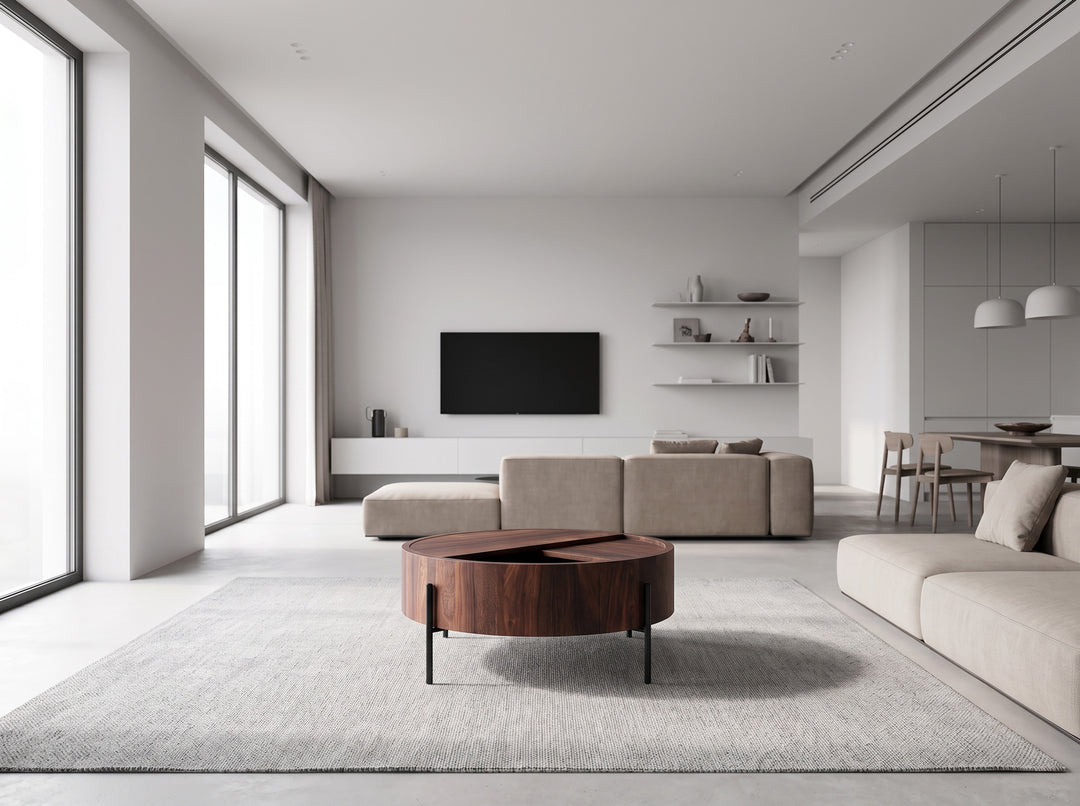 Coffee table, solid sheesham wood and steel