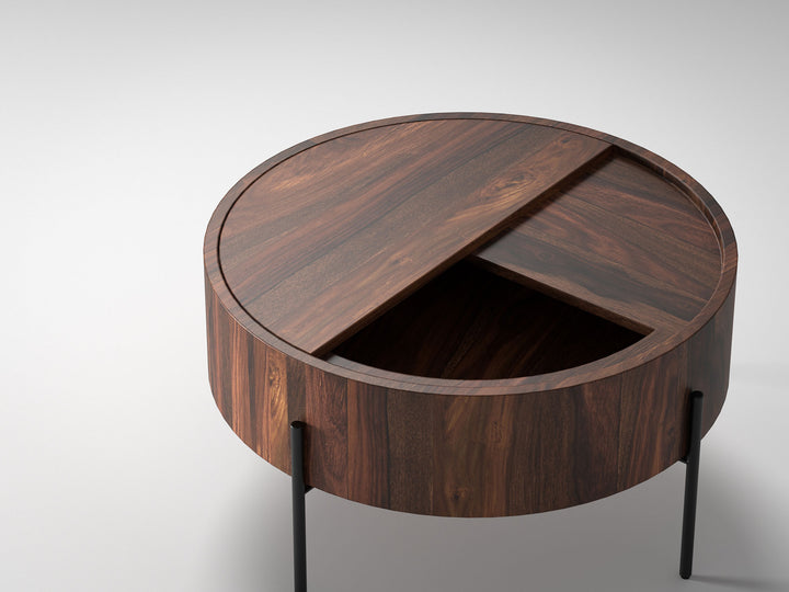 Coffee table, solid sheesham wood and steel