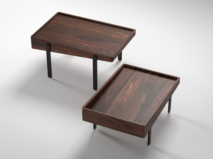 Coffee table, solid sheesham wood and steel