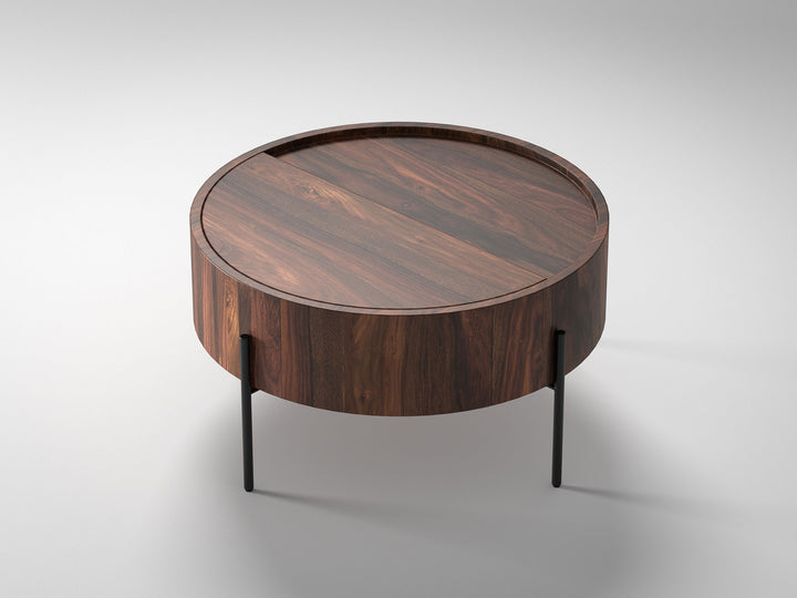 Coffee table, solid sheesham wood and steel