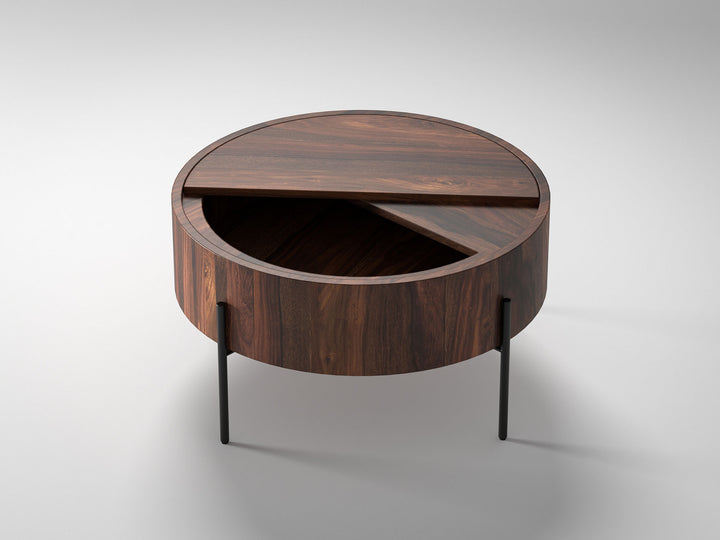 Coffee table, solid sheesham wood and steel