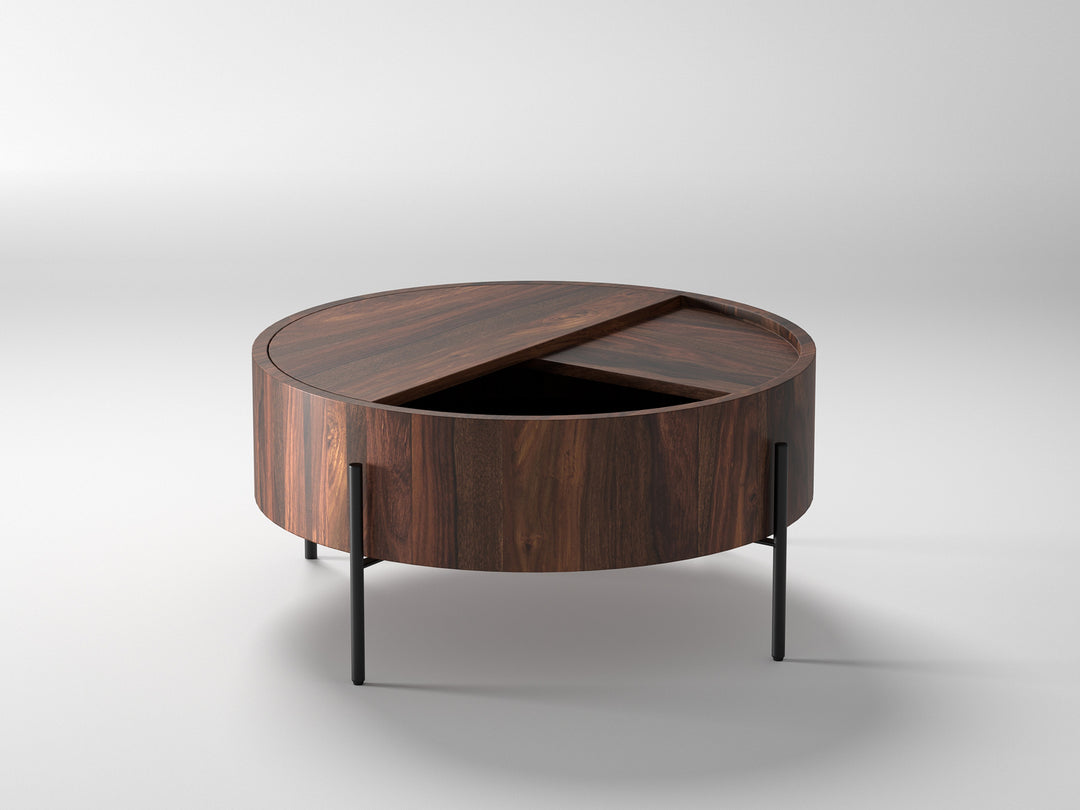 Coffee table, solid sheesham wood and steel