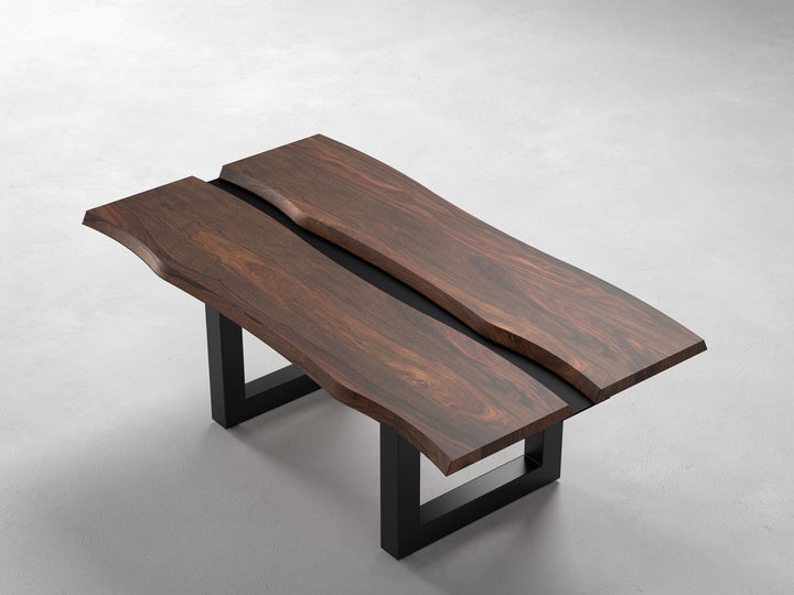 Coffee table, solid sheesham wood and steel