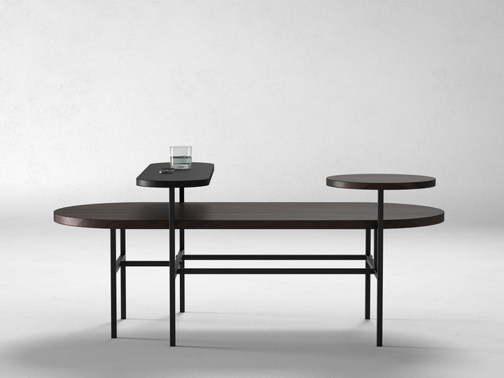 Coffee table, solid sheesham wood and steel