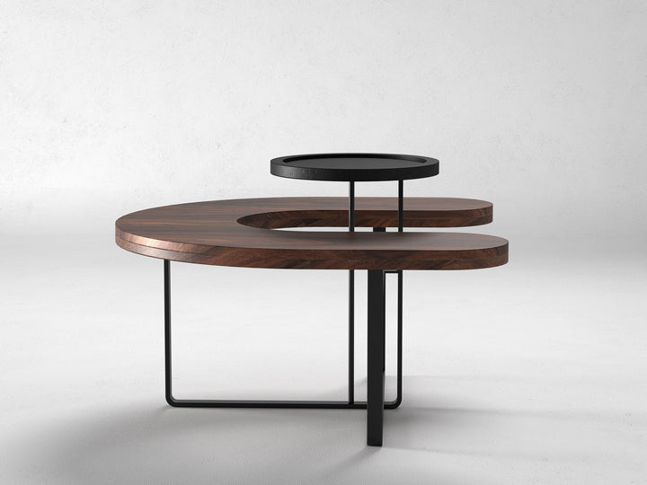 Coffee table, solid sheesham wood and steel