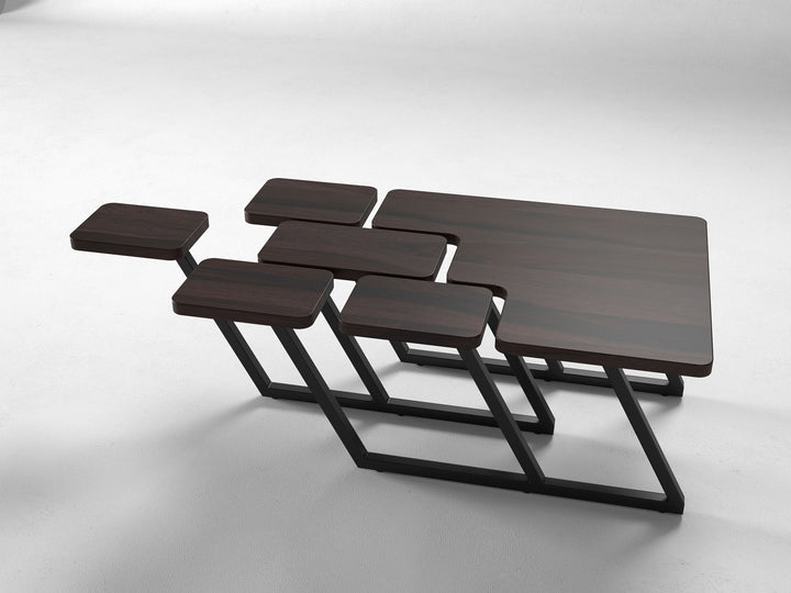 Coffee table, solid sheesham wood and steel