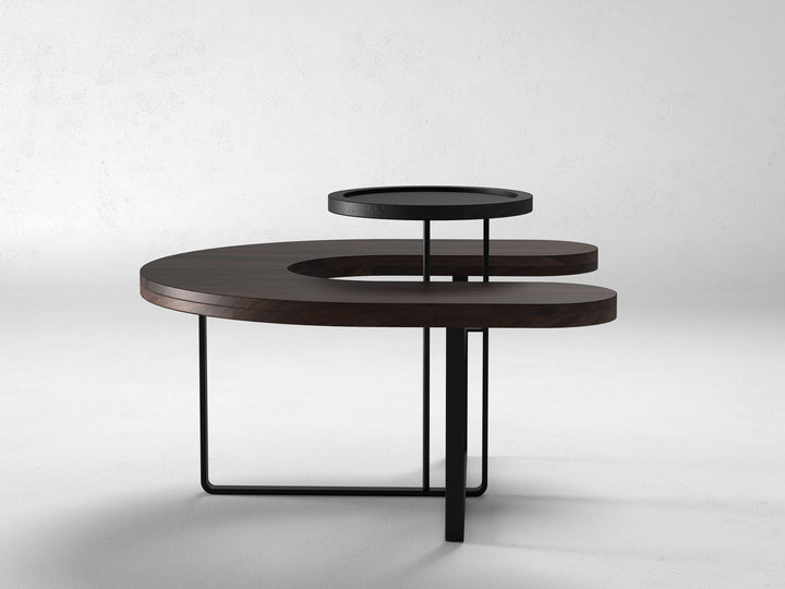 Coffee table, solid sheesham wood and steel