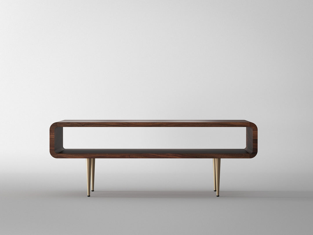 Coffee table, made of solid sheesham wood and steel