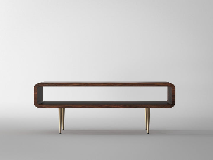 Coffee table, made of solid sheesham wood and steel