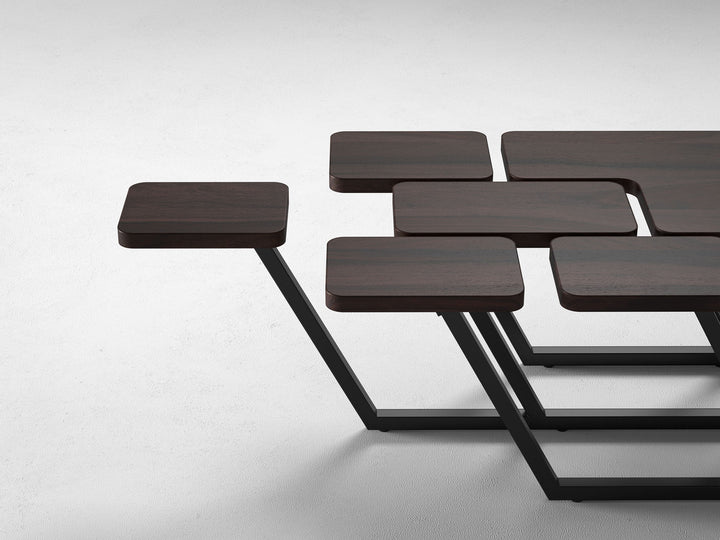 Coffee table, solid sheesham wood and steel