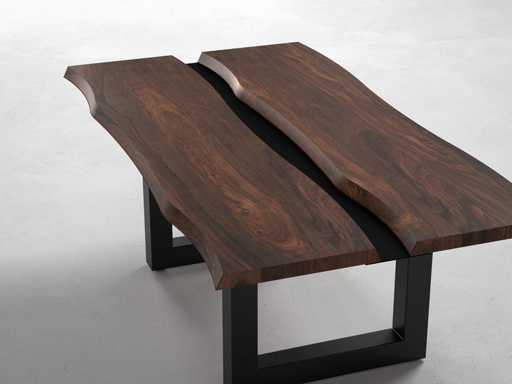 Coffee table, solid sheesham wood and steel