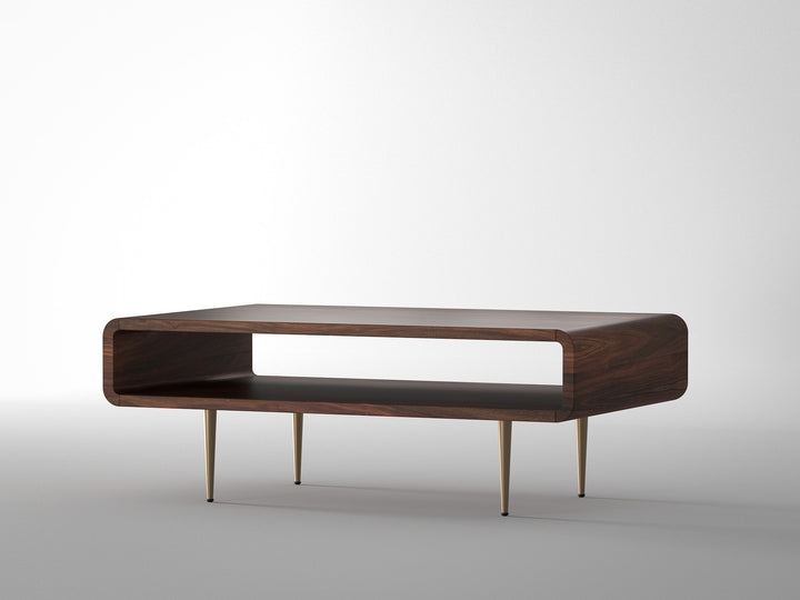 Coffee table, made of solid sheesham wood and steel