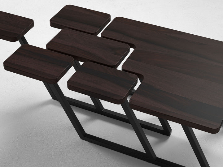 Coffee table, solid sheesham wood and steel