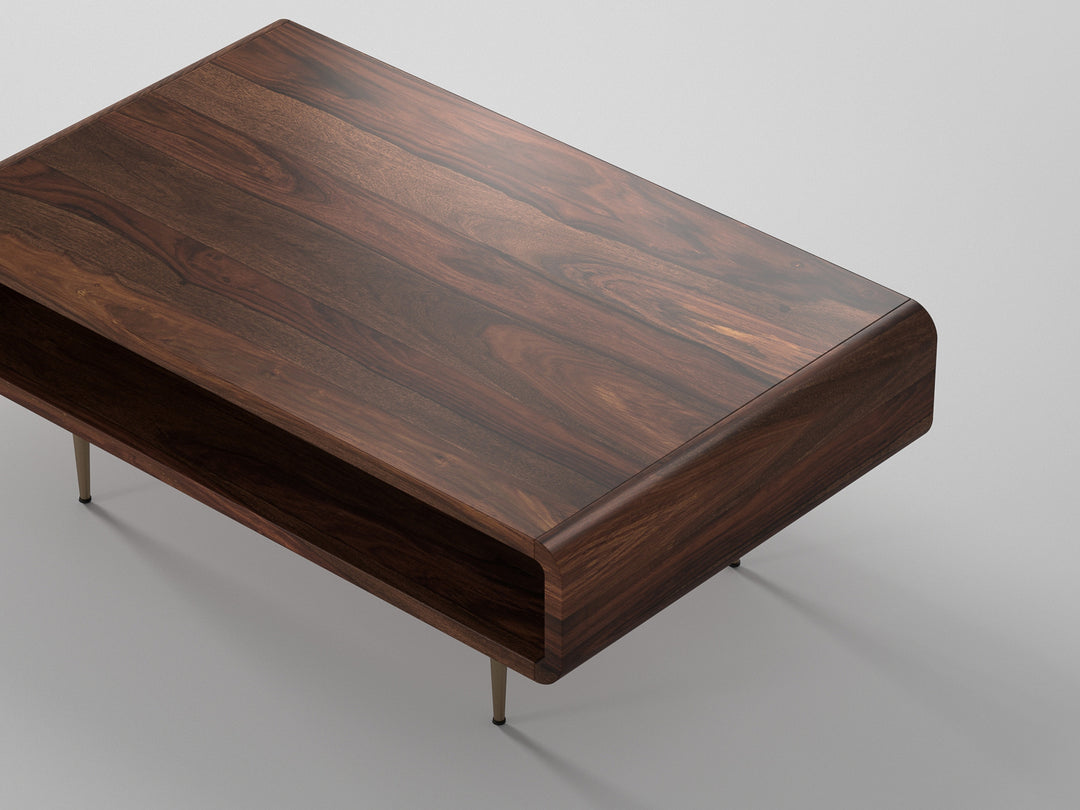 Coffee table, made of solid sheesham wood and steel