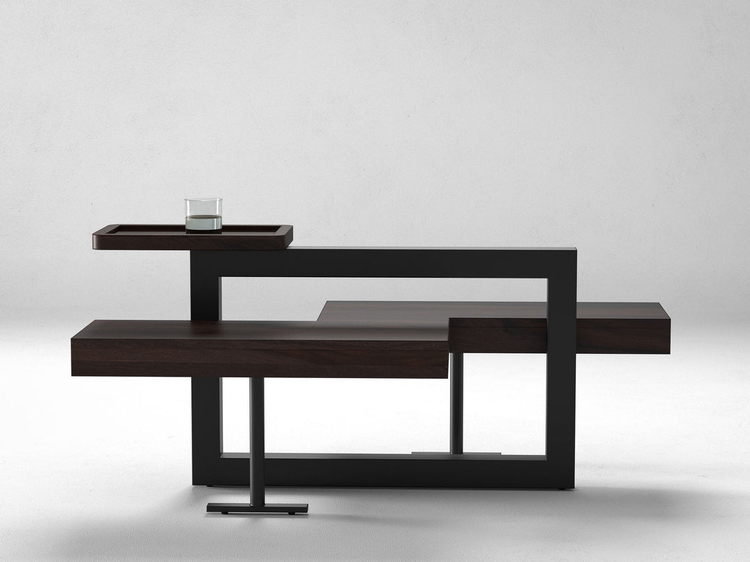 Coffee table, solid sheesham wood and steel