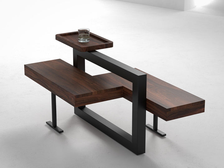 Coffee table, solid sheesham wood and steel