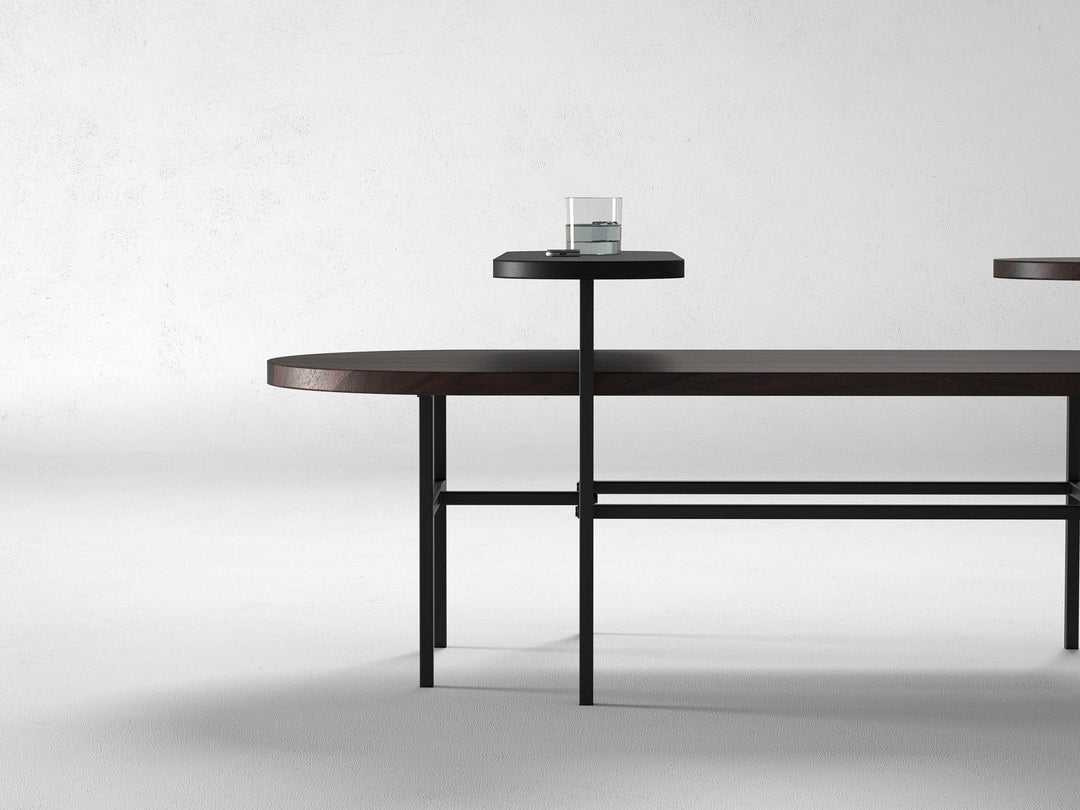 Coffee table, solid sheesham wood and steel