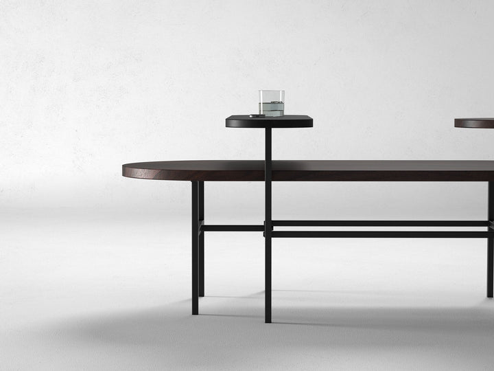 Coffee table, solid sheesham wood and steel